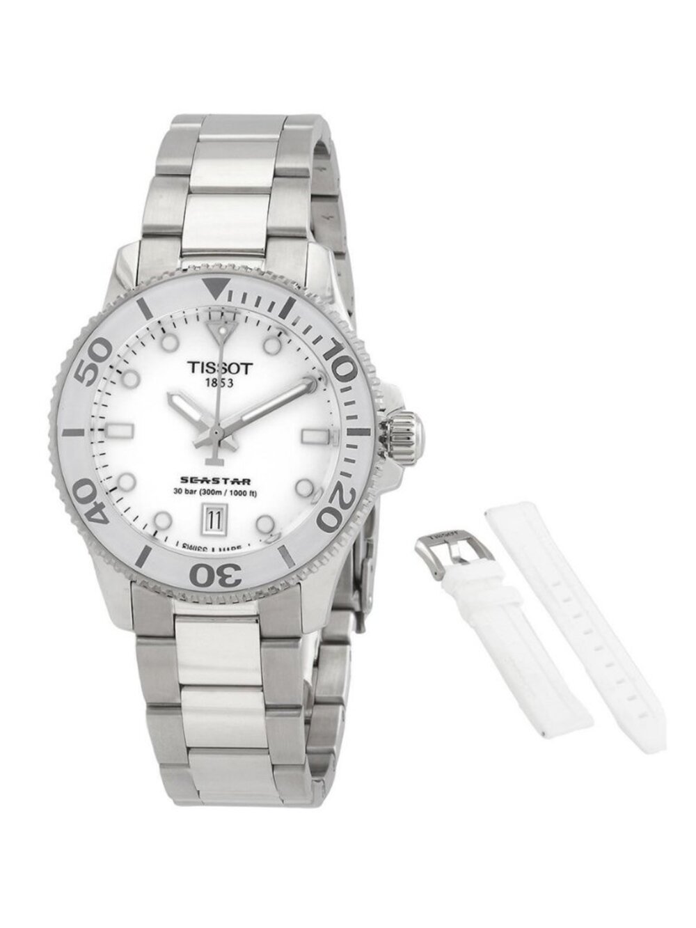 NWT Authentic Tissot Seastar Quartz White Dial Men's Watch